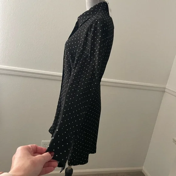 New Free People This Town Black Polka Dot Shirt Dress - Picture 3 of 7